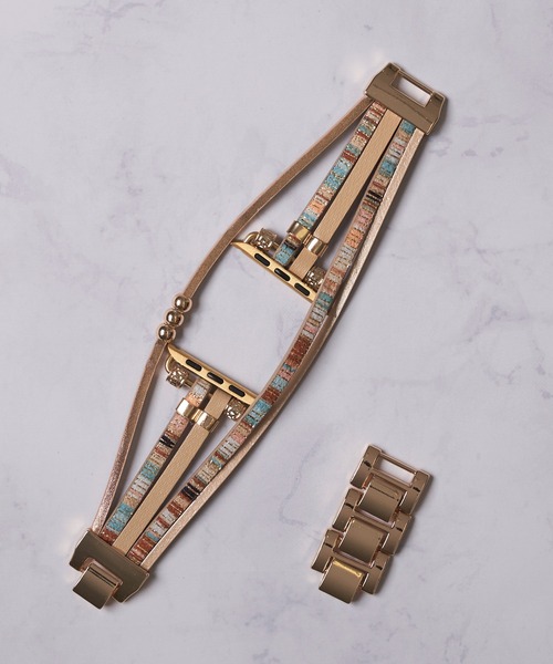 ADPOSION（アドポーション）の「【zandy / ズィー・アンド・ワイ】アップルウォッチバンド レザーブレスレットバンド（デジタル腕時計・レディース・ベージュ系1/グレー/ベージュ/ブラック×ゴールド/ダークブラウン/ライトブラウン・MEDIUM/SMALL）」の9枚目の写真
