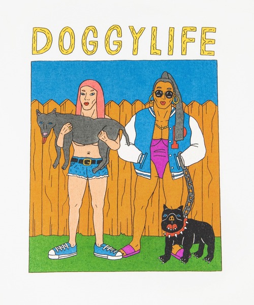 PUNYUS(プニュズ)の「DOGGYLIFEビッグTシャツ(Tシャツ/カットソー・レディース・ブラック/ホワイト・3/4)」の5枚目の写真