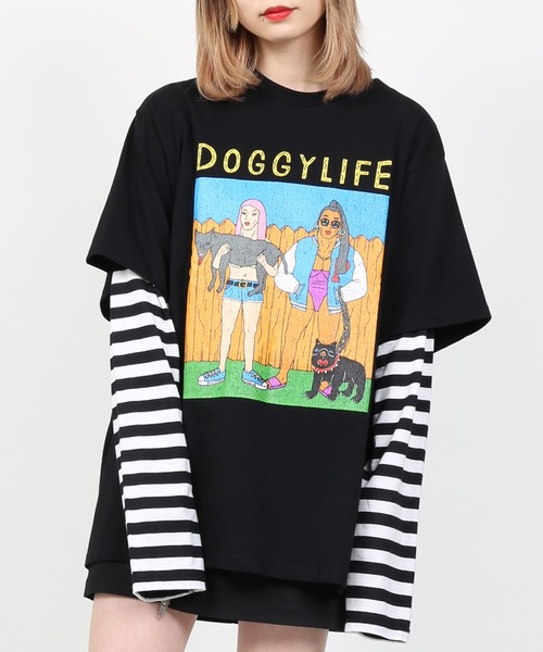 PUNYUS(プニュズ)の「DOGGYLIFEビッグTシャツ(Tシャツ/カットソー・レディース・ブラック/ホワイト・3/4)」の13枚目の写真