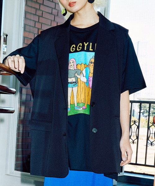 PUNYUS(プニュズ)の「DOGGYLIFEビッグTシャツ(Tシャツ/カットソー・レディース・ブラック/ホワイト・3/4)」の18枚目の写真