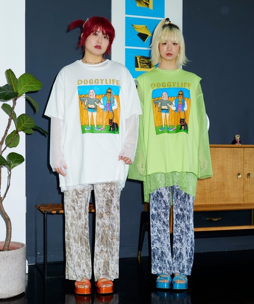PUNYUS(プニュズ)の「DOGGYLIFEビッグTシャツ(Tシャツ/カットソー・レディース・ブラック/ホワイト・3/4)」の20枚目の写真