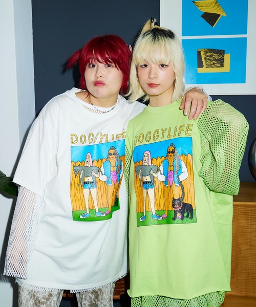 PUNYUS(プニュズ)の「DOGGYLIFEビッグTシャツ(Tシャツ/カットソー・レディース・ブラック/ホワイト・3/4)」の15枚目の写真