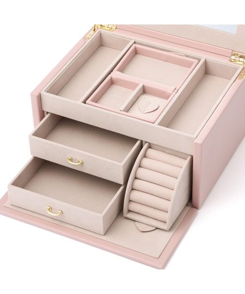 セール】エンブロイダリーフラワー ジュエリーボックス L ピンク（収納