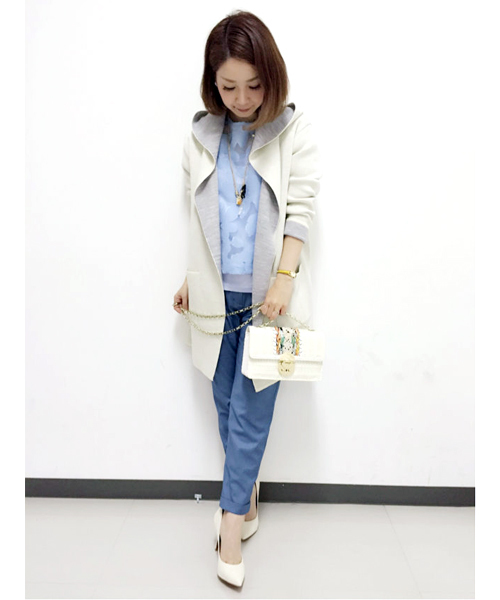 DouDou（ドゥドゥ）の「【DouDou】T/Rギャバタックパンツ（その他パンツ・レディース・ブルー/ライトブルー・36/38）」の12枚目の写真