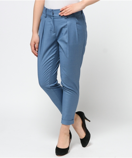 DouDou（ドゥドゥ）の「【DouDou】T/Rギャバタックパンツ（その他パンツ・レディース・ブルー/ライトブルー・36/38）」の2枚目の写真