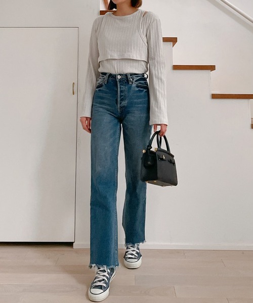 Vicente（ヴィセンテ）の「Layered rib tops（Tシャツ/カットソー・レディース・ブラック/グレー・FREE）」の17枚目の写真