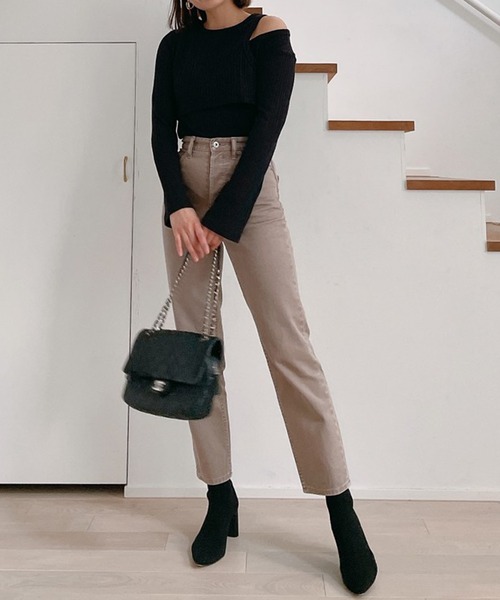 Vicente（ヴィセンテ）の「Layered rib tops（Tシャツ/カットソー・レディース・ブラック/グレー・FREE）」の8枚目の写真