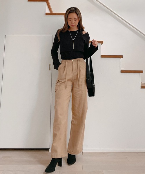 Vicente（ヴィセンテ）の「Layered rib tops（Tシャツ/カットソー・レディース・ブラック/グレー・FREE）」の3枚目の写真