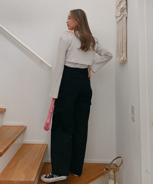 Vicente（ヴィセンテ）の「Layered rib tops（Tシャツ/カットソー・レディース・ブラック/グレー・FREE）」の11枚目の写真