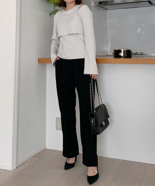 Vicente（ヴィセンテ）の「Layered rib tops（Tシャツ/カットソー・レディース・ブラック/グレー・FREE）」の22枚目の写真