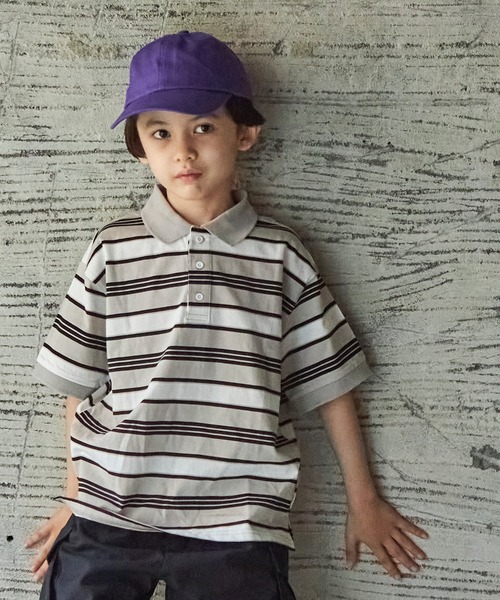 PAIRMANON STREET（ペアマノンストリート）の「【PAIRMANON STREET】マルチボーダー半袖ポロTシャツ（ポロシャツ・キッズ・ホワイト系その他/グレー系その他/ブラウン系その他/グリーン系その他/ブルー系その他/ブルー系その他2・90/100/110/120/130/140/150）」の2枚目の写真