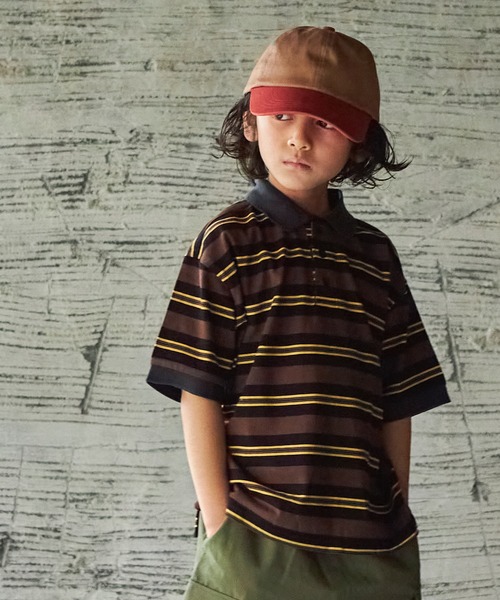 PAIRMANON STREET（ペアマノンストリート）の「【PAIRMANON STREET】マルチボーダー半袖ポロTシャツ（ポロシャツ・キッズ・ホワイト系その他/グレー系その他/ブラウン系その他/グリーン系その他/ブルー系その他/ブルー系その他2・90/100/110/120/130/140/150）」の3枚目の写真