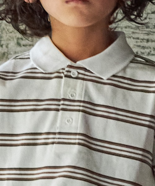 PAIRMANON STREET（ペアマノンストリート）の「【PAIRMANON STREET】マルチボーダー半袖ポロTシャツ（ポロシャツ・キッズ・ホワイト系その他/グレー系その他/ブラウン系その他/グリーン系その他/ブルー系その他/ブルー系その他2・90/100/110/120/130/140/150）」の9枚目の写真
