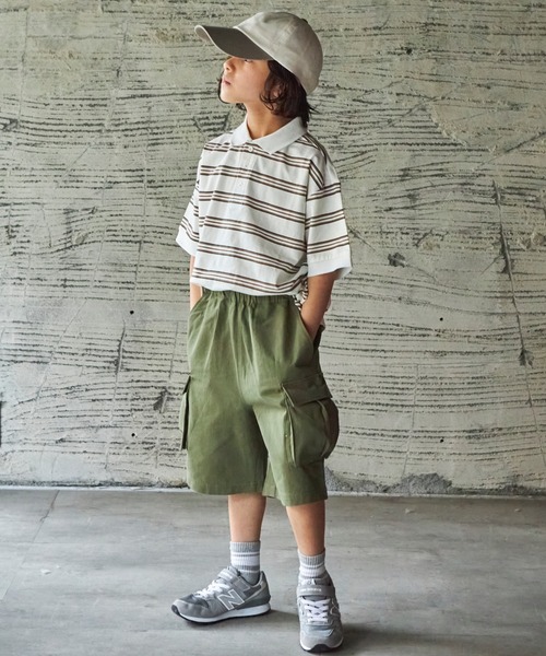 PAIRMANON STREET（ペアマノンストリート）の「【PAIRMANON STREET】マルチボーダー半袖ポロTシャツ（ポロシャツ・キッズ・ホワイト系その他/グレー系その他/ブラウン系その他/グリーン系その他/ブルー系その他/ブルー系その他2・90/100/110/120/130/140/150）」の11枚目の写真