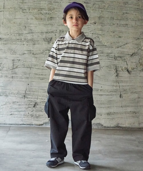 PAIRMANON STREET（ペアマノンストリート）の「【PAIRMANON STREET】マルチボーダー半袖ポロTシャツ（ポロシャツ・キッズ・ホワイト系その他/グレー系その他/ブラウン系その他/グリーン系その他/ブルー系その他/ブルー系その他2・90/100/110/120/130/140/150）」の13枚目の写真