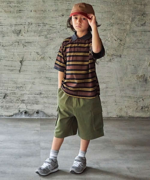 PAIRMANON STREET（ペアマノンストリート）の「【PAIRMANON STREET】マルチボーダー半袖ポロTシャツ（ポロシャツ・キッズ・ホワイト系その他/グレー系その他/ブラウン系その他/グリーン系その他/ブルー系その他/ブルー系その他2・90/100/110/120/130/140/150）」の17枚目の写真