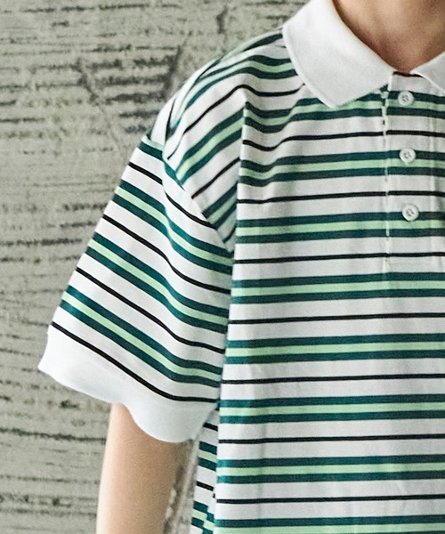 PAIRMANON STREET（ペアマノンストリート）の「【PAIRMANON STREET】マルチボーダー半袖ポロTシャツ（ポロシャツ・キッズ・ホワイト系その他/グレー系その他/ブラウン系その他/グリーン系その他/ブルー系その他/ブルー系その他2・90/100/110/120/130/140/150）」の7枚目の写真