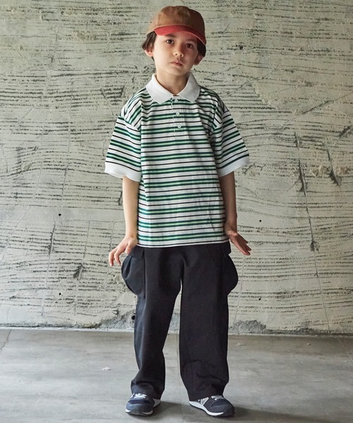 PAIRMANON STREET（ペアマノンストリート）の「【PAIRMANON STREET】マルチボーダー半袖ポロTシャツ（ポロシャツ・キッズ・ホワイト系その他/グレー系その他/ブラウン系その他/グリーン系その他/ブルー系その他/ブルー系その他2・90/100/110/120/130/140/150）」の8枚目の写真