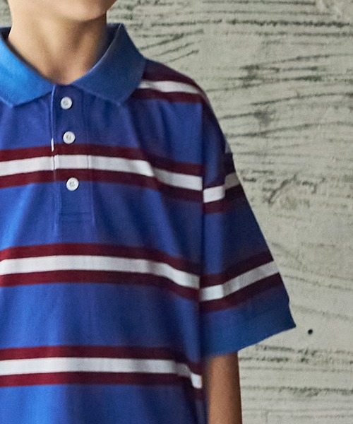 PAIRMANON STREET（ペアマノンストリート）の「【PAIRMANON STREET】マルチボーダー半袖ポロTシャツ（ポロシャツ・キッズ・ホワイト系その他/グレー系その他/ブラウン系その他/グリーン系その他/ブルー系その他/ブルー系その他2・90/100/110/120/130/140/150）」の10枚目の写真