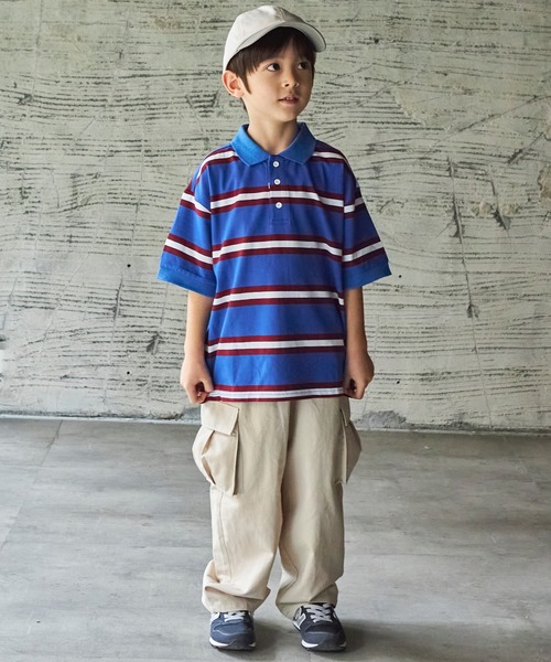 PAIRMANON STREET（ペアマノンストリート）の「【PAIRMANON STREET】マルチボーダー半袖ポロTシャツ（ポロシャツ・キッズ・ホワイト系その他/グレー系その他/ブラウン系その他/グリーン系その他/ブルー系その他/ブルー系その他2・90/100/110/120/130/140/150）」の12枚目の写真