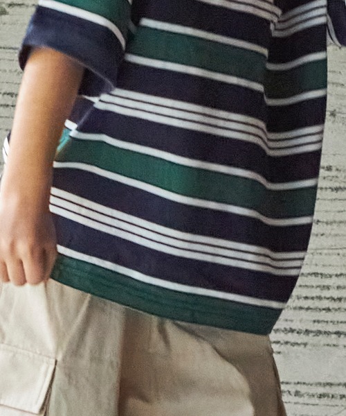 PAIRMANON STREET（ペアマノンストリート）の「【PAIRMANON STREET】マルチボーダー半袖ポロTシャツ（ポロシャツ・キッズ・ホワイト系その他/グレー系その他/ブラウン系その他/グリーン系その他/ブルー系その他/ブルー系その他2・90/100/110/120/130/140/150）」の16枚目の写真