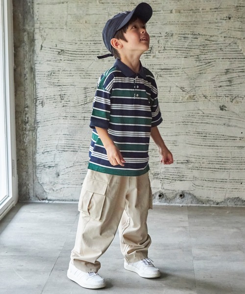PAIRMANON STREET（ペアマノンストリート）の「【PAIRMANON STREET】マルチボーダー半袖ポロTシャツ（ポロシャツ・キッズ・ホワイト系その他/グレー系その他/ブラウン系その他/グリーン系その他/ブルー系その他/ブルー系その他2・90/100/110/120/130/140/150）」の14枚目の写真