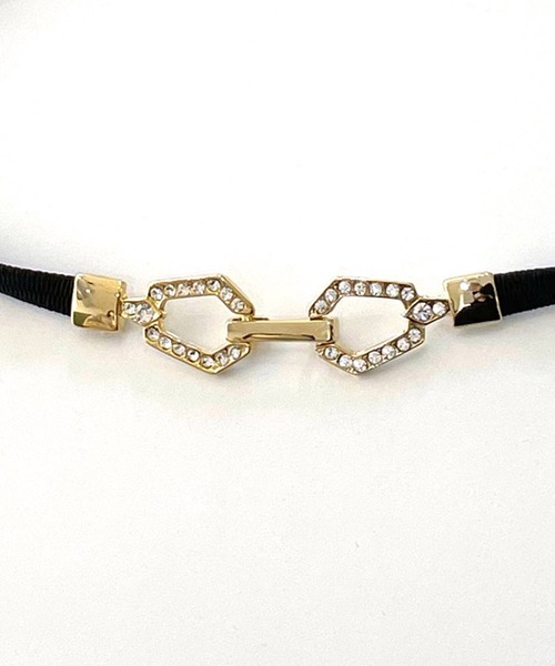 ROYAL PARTY（ロイヤルパーティー）の「バックルビジュースリムゴムベルト（ベルト・レディース・ブラック/オフホワイト・FREE）」の7枚目の写真