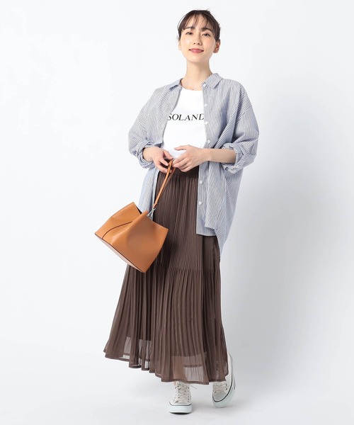 Grand PARK(グランドパーク)の「消しプリーツ 楊柳シフォンスカート(スカート・レディース・ブラック/ブラウン/ライトグレー/パープル・FREE)」の5枚目の写真