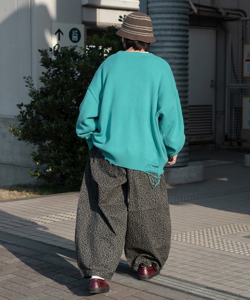 Perushu（ペルーシュ）の「ルーズダメージニットカーディガン（カーディガン/ボレロ・メンズ・オレンジ/チャコールグレー/ブルー・MEDIUM/LARGE）」の11枚目の写真