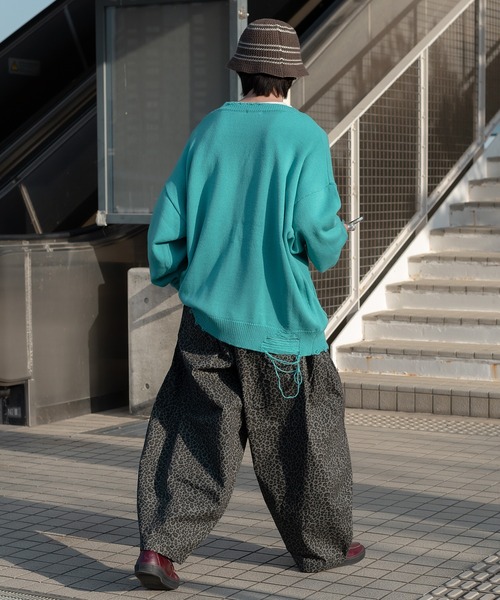 Perushu（ペルーシュ）の「ルーズダメージニットカーディガン（カーディガン/ボレロ・メンズ・オレンジ/チャコールグレー/ブルー・MEDIUM/LARGE）」の12枚目の写真