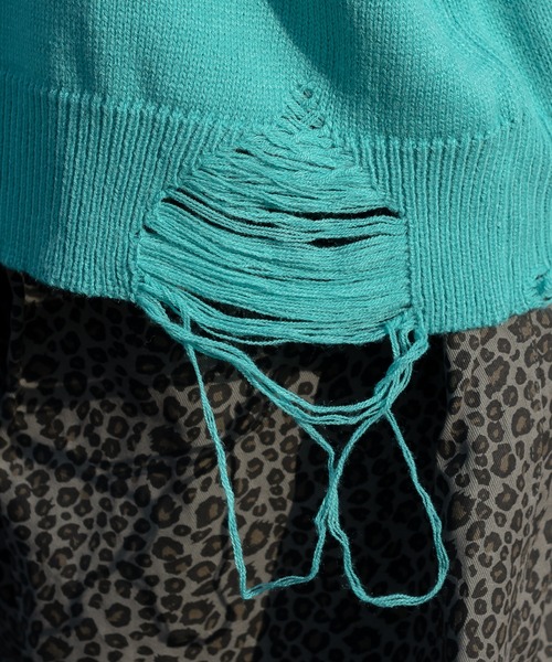 Perushu（ペルーシュ）の「ルーズダメージニットカーディガン（カーディガン/ボレロ・メンズ・オレンジ/チャコールグレー/ブルー・MEDIUM/LARGE）」の18枚目の写真