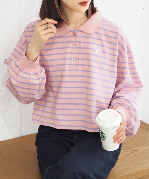 tiptop(ティップトップ)の「ポロ衿刺繍ショートプルオーバー(Tシャツ/カットソー・レディース・A/B/C/ブラック/オフホワイト・FREE)」の2枚目の写真