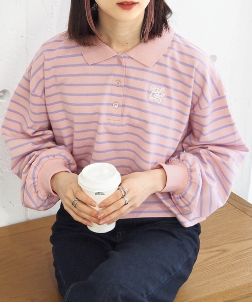tiptop(ティップトップ)の「ポロ衿刺繍ショートプルオーバー(Tシャツ/カットソー・レディース・A/B/C/ブラック/オフホワイト・FREE)」の18枚目の写真