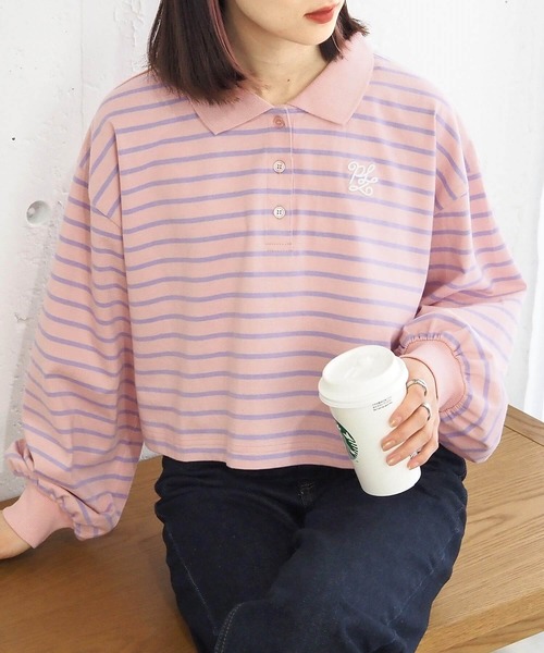 tiptop(ティップトップ)の「ポロ衿刺繍ショートプルオーバー(Tシャツ/カットソー・レディース・A/B/C/ブラック/オフホワイト・FREE)」の19枚目の写真