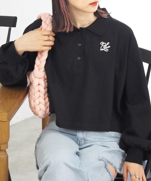 tiptop(ティップトップ)の「ポロ衿刺繍ショートプルオーバー(Tシャツ/カットソー・レディース・A/B/C/ブラック/オフホワイト・FREE)」の11枚目の写真