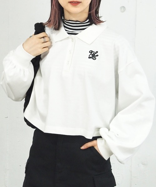 tiptop(ティップトップ)の「ポロ衿刺繍ショートプルオーバー(Tシャツ/カットソー・レディース・A/B/C/ブラック/オフホワイト・FREE)」の6枚目の写真