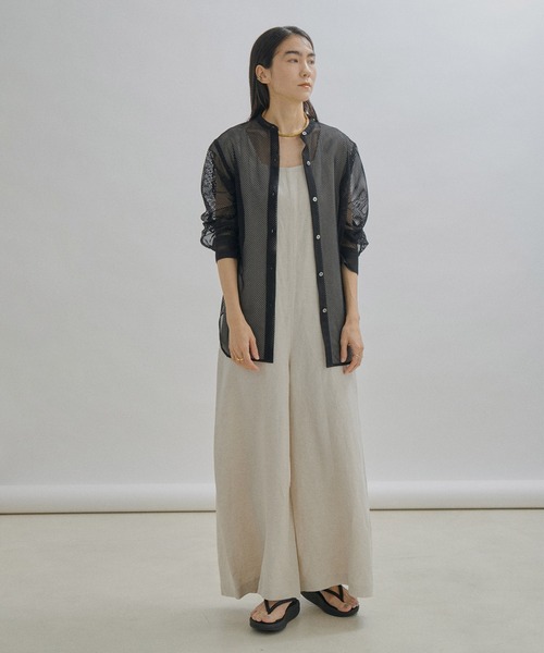 SALON adam et rope'(サロン アダム エ ロペ)の「麻ワイドオールインワン/オーバーオール(つなぎ/オールインワン・レディース・ブラウン/キナリ/ブラック・FREE)」の12枚目の写真
