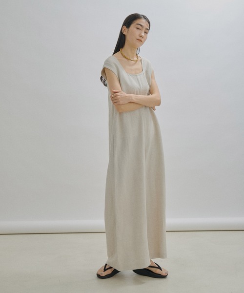SALON adam et rope'(サロン アダム エ ロペ)の「麻ワイドオールインワン/オーバーオール(つなぎ/オールインワン・レディース・ブラウン/キナリ/ブラック・FREE)」の22枚目の写真