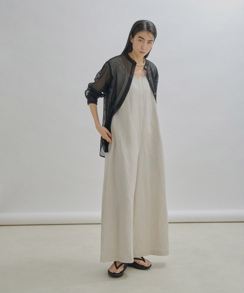 SALON adam et rope'(サロン アダム エ ロペ)の「麻ワイドオールインワン/オーバーオール(つなぎ/オールインワン・レディース・ブラウン/キナリ/ブラック・FREE)」の15枚目の写真
