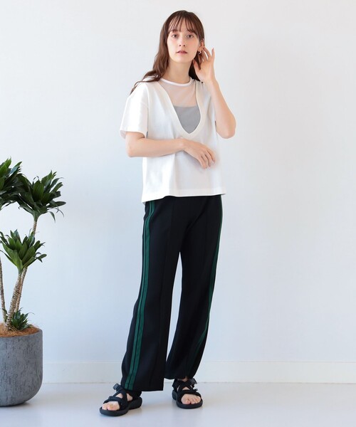 Ray BEAMS(レイビームス)の「Ray BEAMS / ヨーク メッシュ キリカエ Tシャツ(Tシャツ/カットソー・レディース・ホワイト/ブラック・ONE SIZE)」の9枚目の写真