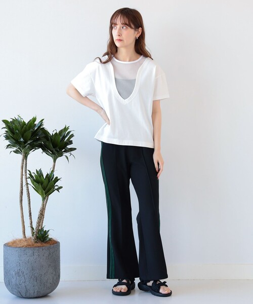 Ray BEAMS(レイビームス)の「Ray BEAMS / ヨーク メッシュ キリカエ Tシャツ(Tシャツ/カットソー・レディース・ホワイト/ブラック・ONE SIZE)」の15枚目の写真