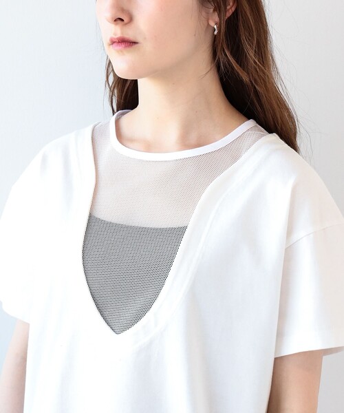 Ray BEAMS(レイビームス)の「Ray BEAMS / ヨーク メッシュ キリカエ Tシャツ(Tシャツ/カットソー・レディース・ホワイト/ブラック・ONE SIZE)」の18枚目の写真
