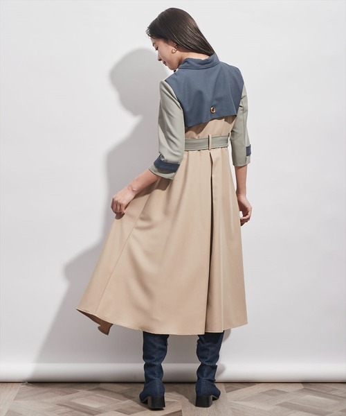 REDYAZEL(レディアゼル)の「カラーブロックトレンチワンピース(ワンピース・レディース・カーキ/ミント/ベージュ・SMALL/MEDIUM)」の7枚目の写真