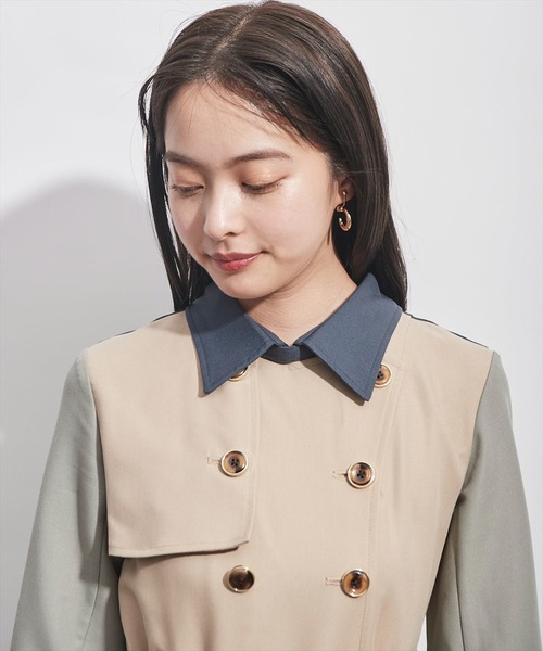 REDYAZEL(レディアゼル)の「カラーブロックトレンチワンピース(ワンピース・レディース・カーキ/ミント/ベージュ・SMALL/MEDIUM)」の8枚目の写真
