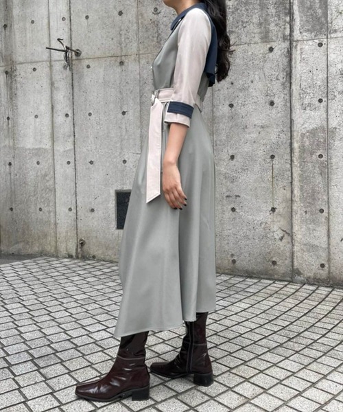 REDYAZEL(レディアゼル)の「カラーブロックトレンチワンピース(ワンピース・レディース・カーキ/ミント/ベージュ・SMALL/MEDIUM)」の16枚目の写真