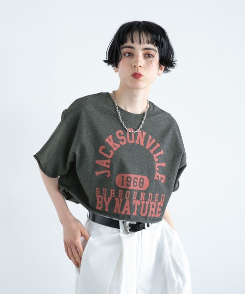 PAGEBOY（ページボーイ）の「カレッジショートT（Tシャツ/カットソー・レディース・チャコールグレー/オートミール/ターコイズブルー・FREE）」の14枚目の写真