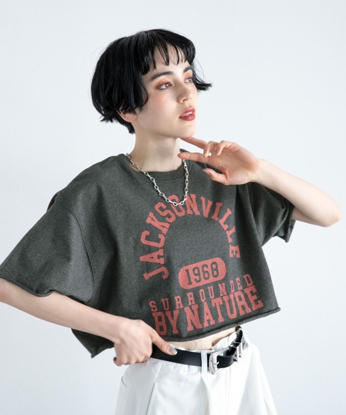 PAGEBOY（ページボーイ）の「カレッジショートT（Tシャツ/カットソー・レディース・チャコールグレー/オートミール/ターコイズブルー・FREE）」の15枚目の写真
