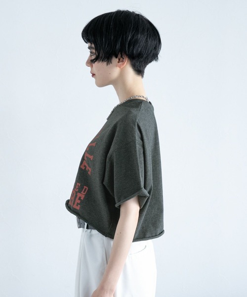 PAGEBOY（ページボーイ）の「カレッジショートT（Tシャツ/カットソー・レディース・チャコールグレー/オートミール/ターコイズブルー・FREE）」の6枚目の写真