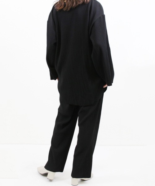 STYLEBLOCK（スタイルブロック）の「カットツイルミニプリーツストレートパンツ（その他パンツ・レディース・ブルー/アイボリー/ブラック・M）」の7枚目の写真
