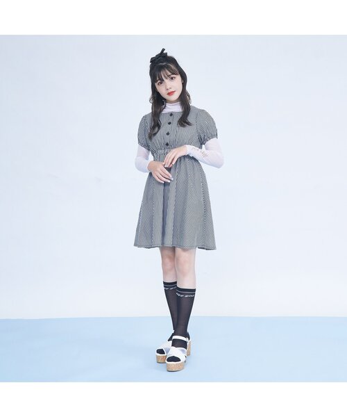 algy（アルジー）の「バックりぼんワンピ&シアーロンTセット（ワンピース・キッズ・ブラック/サックスブルー・MEDIUM/X-SMALL/SMALL/XX-SMALL）」の7枚目の写真